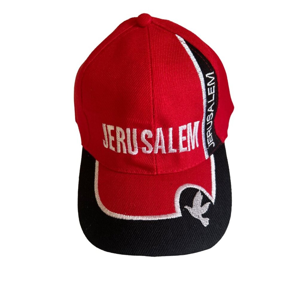 Jerusalem Red Cap With Black Trim Featuring White Dove